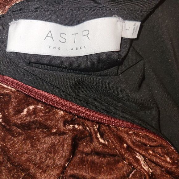 ASTR the label Faye Velvet Halter Fit & Flare Dress Open Back Sugar Plum Brown L - Picture 12 of 15